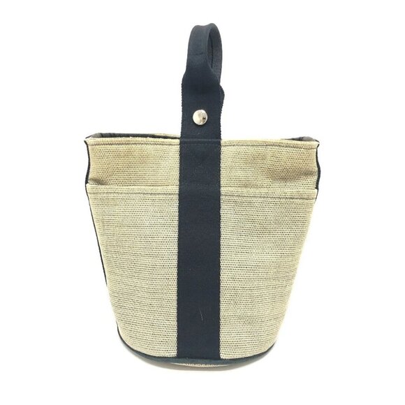 HERMES Sakso PM Handbag Bag Backpack Hand Bag Canvas Black/SilverHardware - Picture 1 of 15